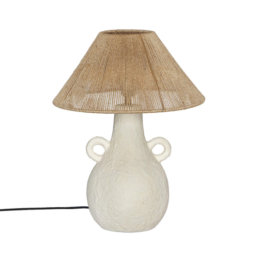 LALIT NATURAL & WHITE CERAMIC TABLE LAMP