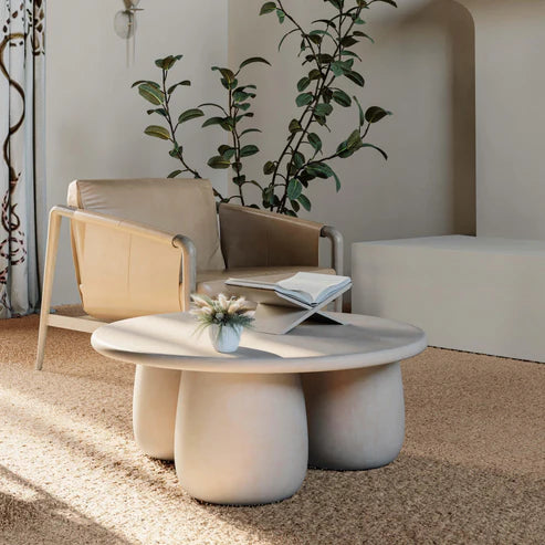 Rahul 34" Cream Round Coffee Table