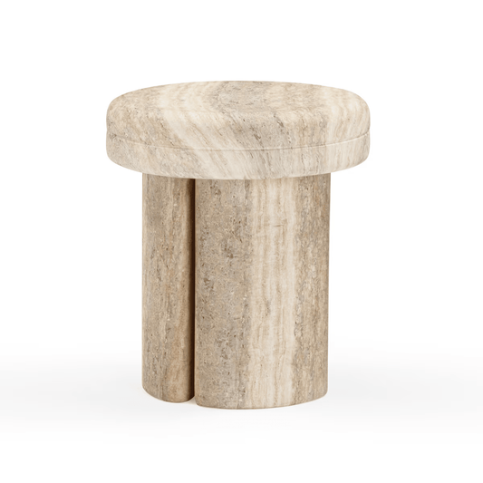 Sheila Travertine Textured Concrete Side Table