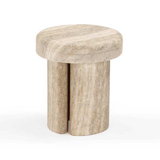 Sheila Travertine Textured Concrete Side Table