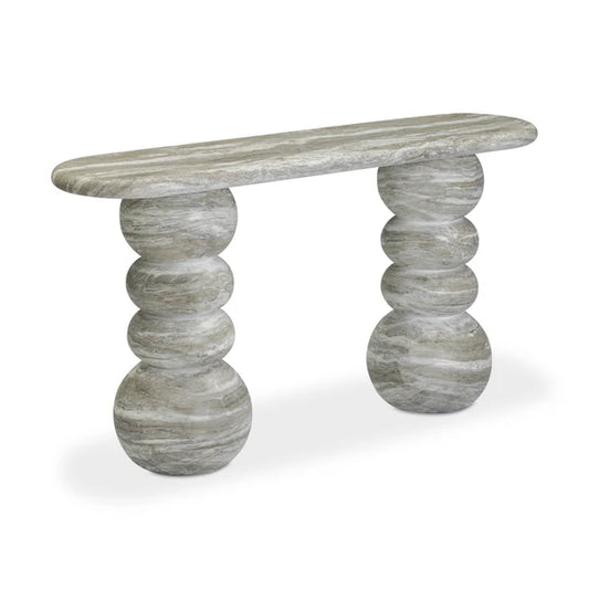 Hyre 59" Faux Stone Indoor/Outdoor Concrete Console Table