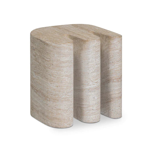 Thyme Faux Travertine Indoor/Outdoor Concrete Side Table