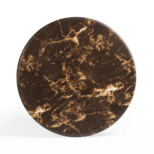 Byron 36" Dark Brown Faux Marble Indoor/Outdoor Concrete Round Coffee Table