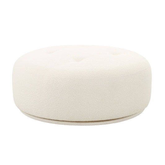 FICKLE CREAM BOUCLE SWIVEL OTTOMAN
