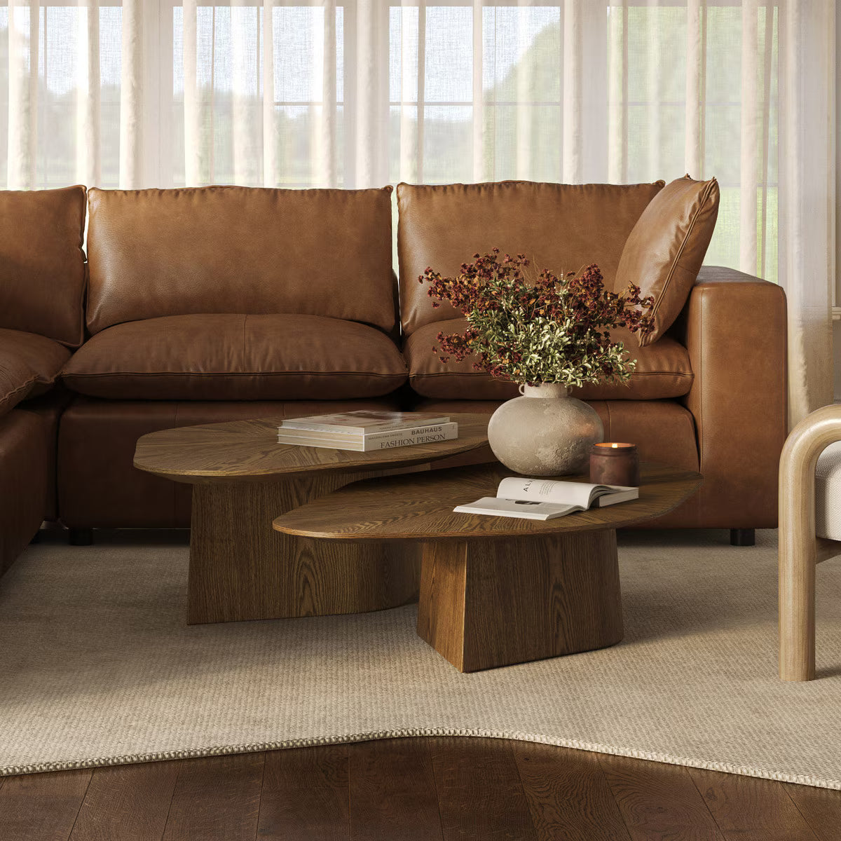 Roche Brown Ash Nesting Coffee Table Set