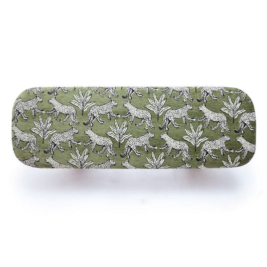 Ollie Olive Green Leopard Jacquard Bench