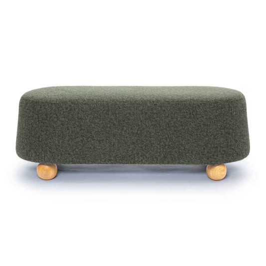 Jaine Forest Green Loose Mohair Large Ottoman
