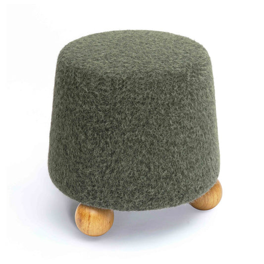 Jaine Forest Green Loose Mohair Ottoman