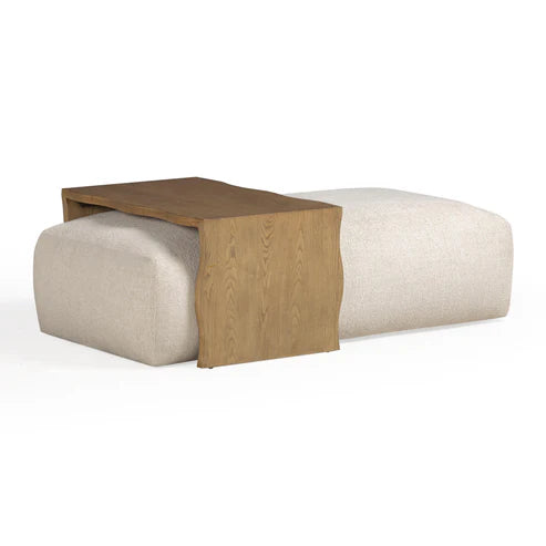 Spencer 54" Performance Basketweave Ottoman with Bridge Table