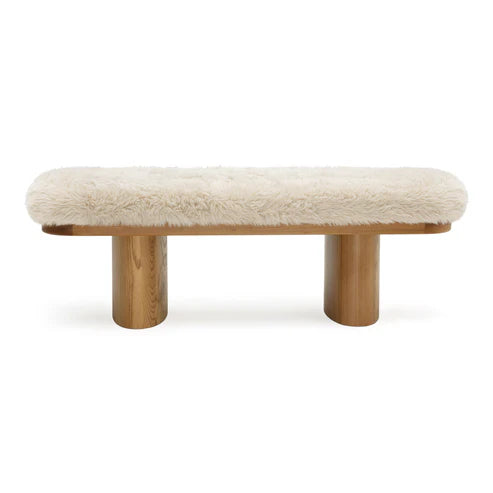 Ollie 48" Contract-Grade Straight Vegan Shearling Bench
