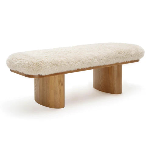 Ollie 48" Contract-Grade Straight Vegan Shearling Bench