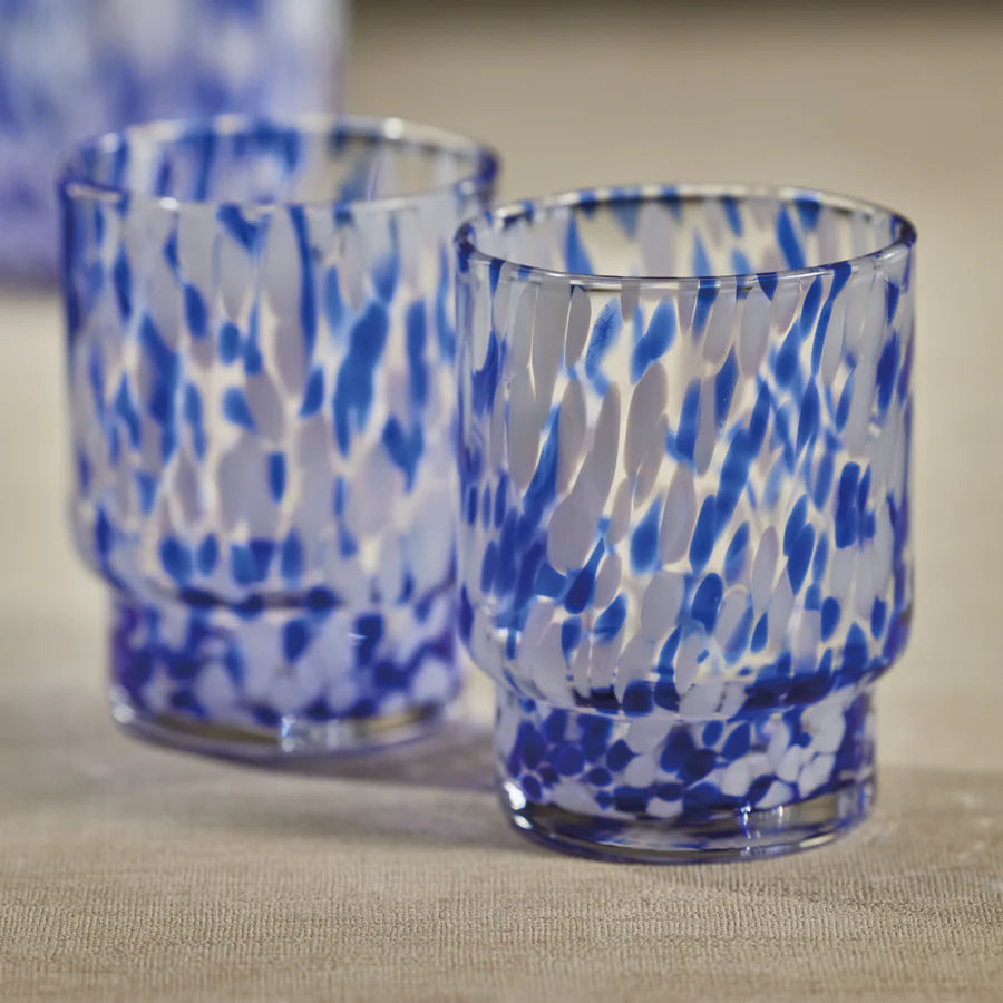 Amalfi Tortoise Glassware - White & Blue