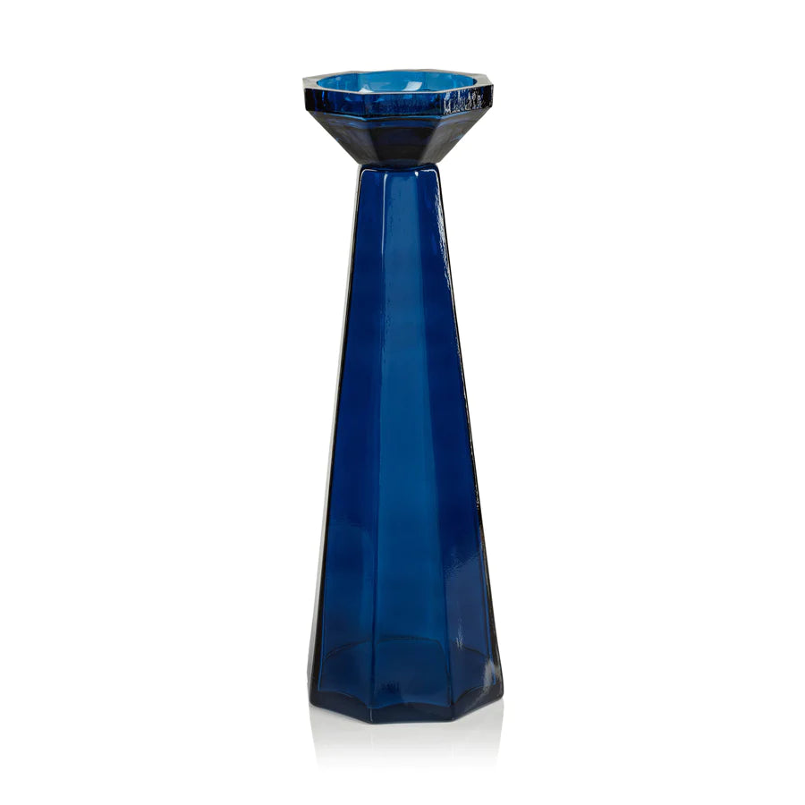 Deep Sea Octagonal Glass Pillar Holder