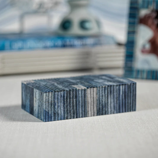 Biarritz Ribbed Blue Bone Inlaid Box