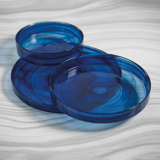 Moonbay Indigo Blue Alabaster Glass Tray / Plate Small