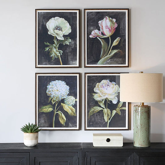 Florals on Black Framed Prints