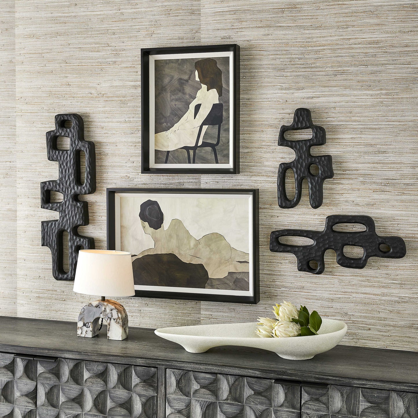Chiseled silhouette Wall Sculptures, S/2