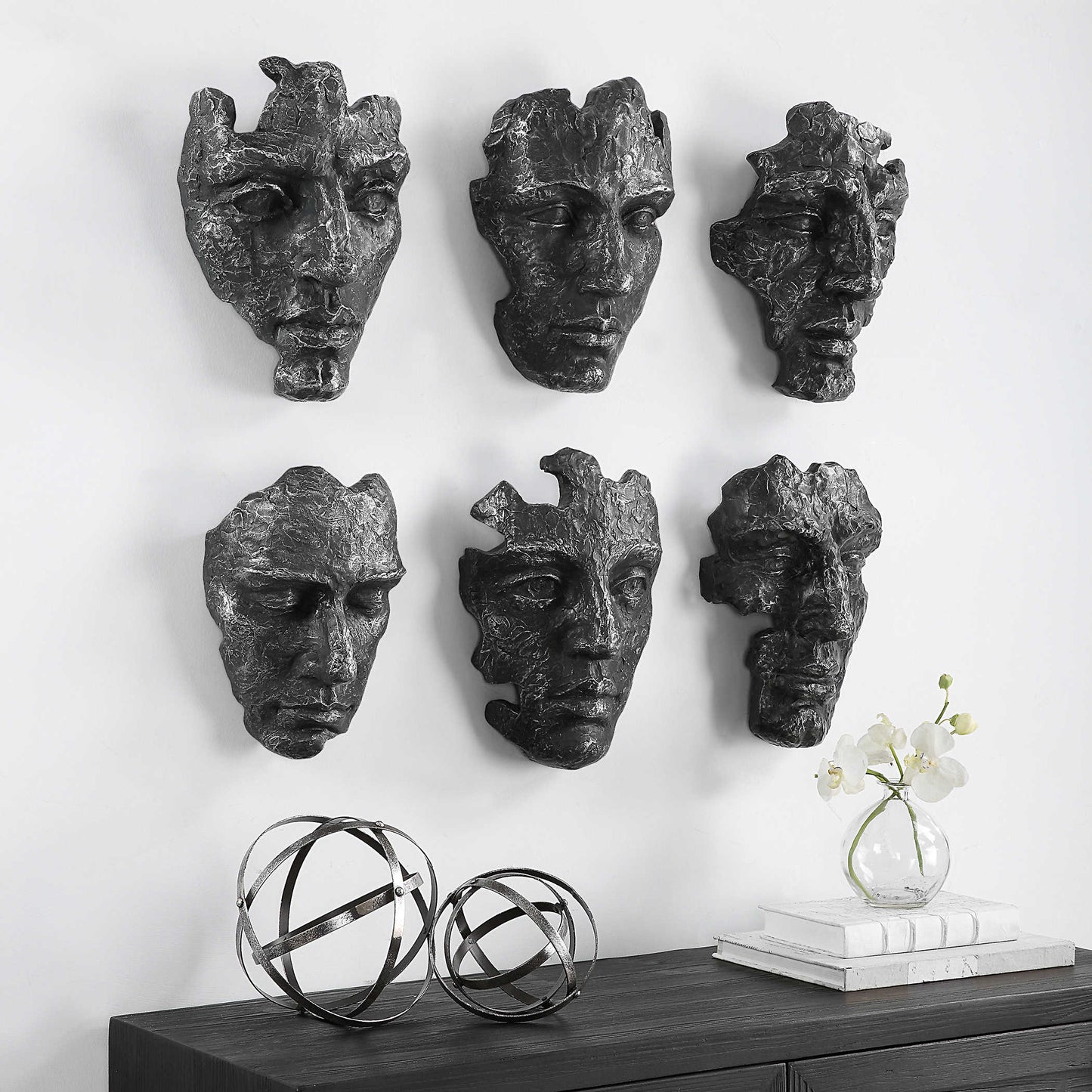 Sel-Portraite Wall Decor, White S/6