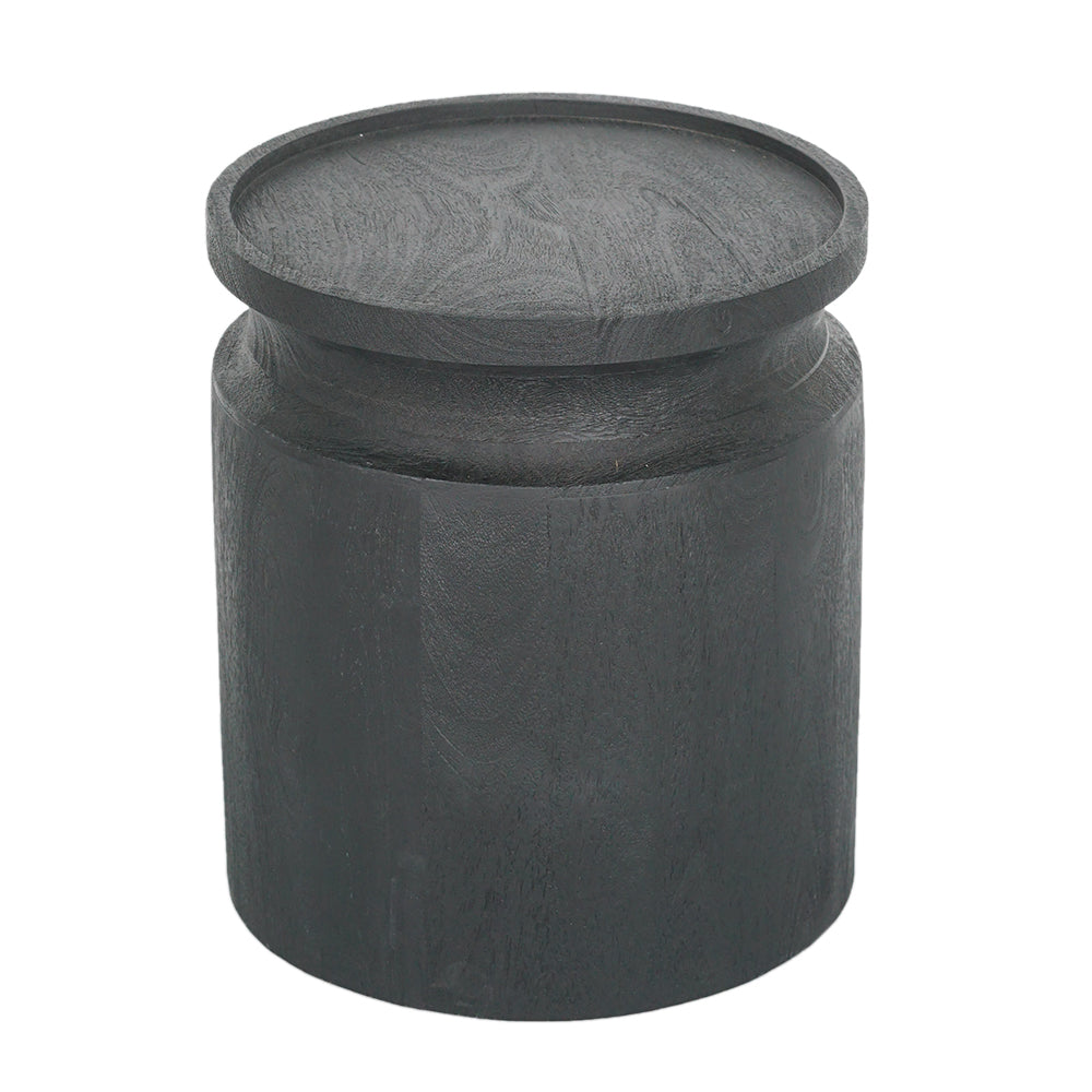 D14x16" Black Wooden Cylinder Side Table 1EA/CTN