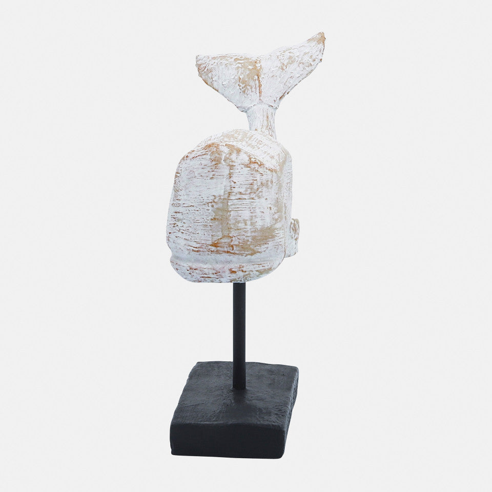 Resin, 8"H Whale On A Stand, White