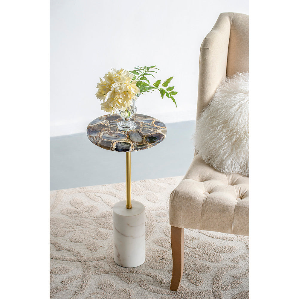 Mesa auxiliar de latón ágata