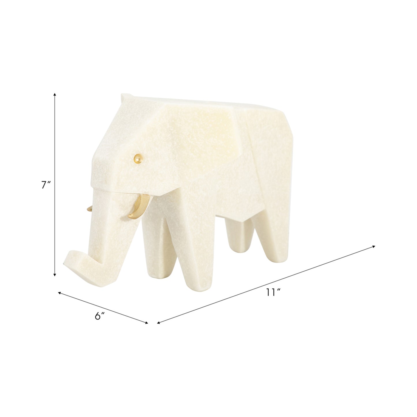 11" Andora Elephant Statuary, White