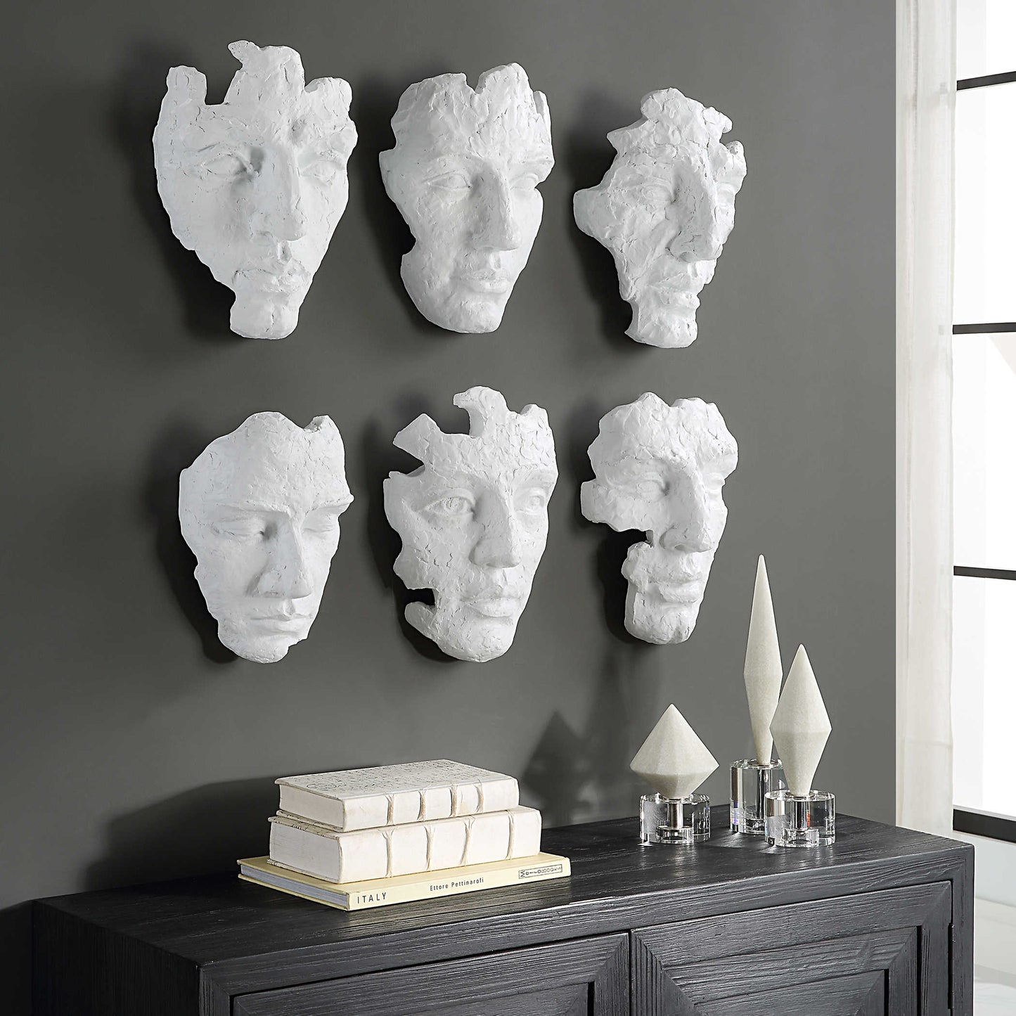 Sel-Portraite Wall Decor, White S/6