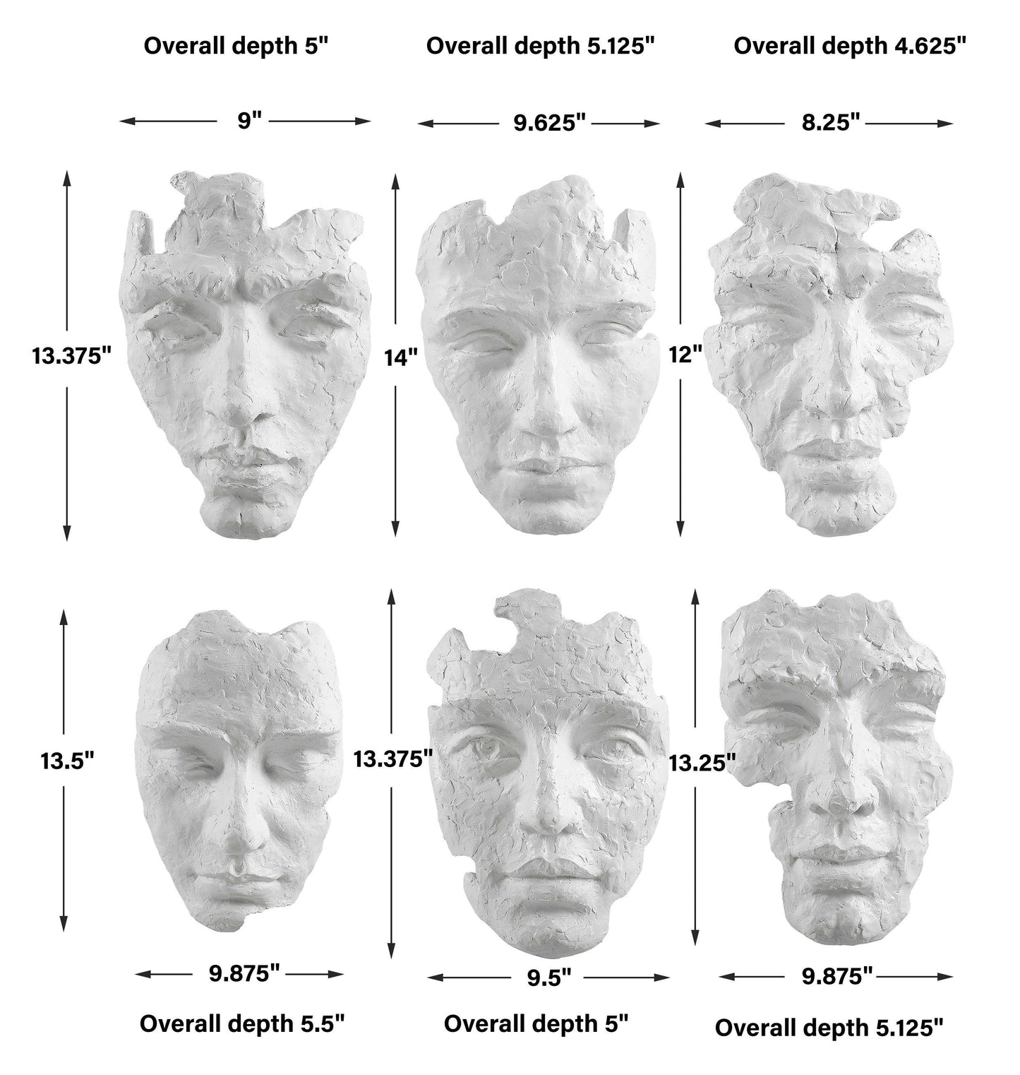 Sel-Portraite Wall Decor, White S/6