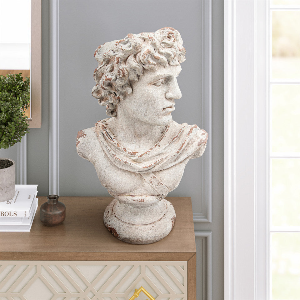 Resin, 31"H David Bust, Gray