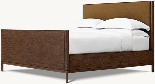 CAMA DE PANEL DE TELA PADUA CON PIE DE CAMA