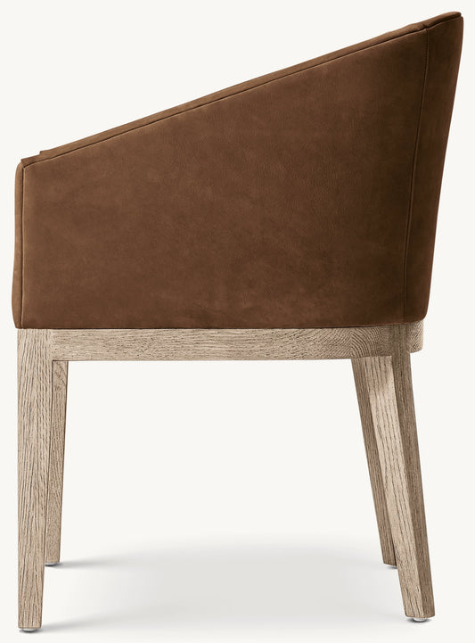 Morgan Barrelback Slope Arm Leather Dining Armchair