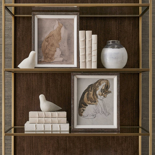 CAT AND STUDY OF A CAT FRAMED PRINTS, S/2
