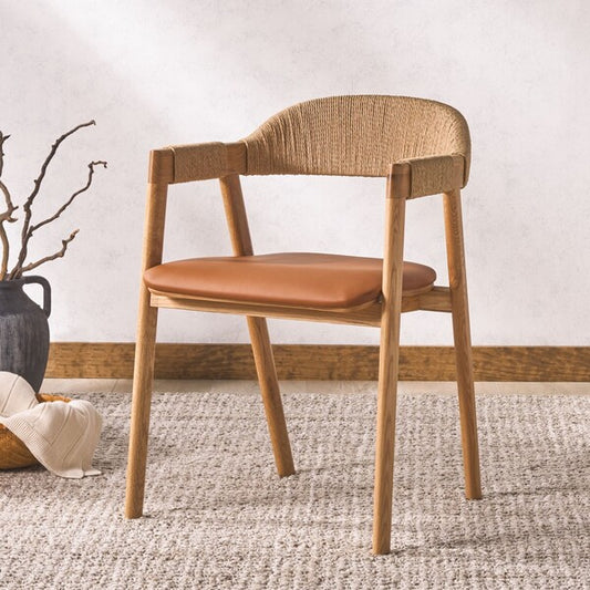 Eamon Leather And Cane Dining Chair