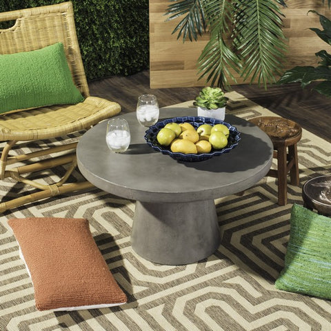 Delfia Indoor - Outdoor Modern Concrete Round 27.56-inch Dia Coffee Table