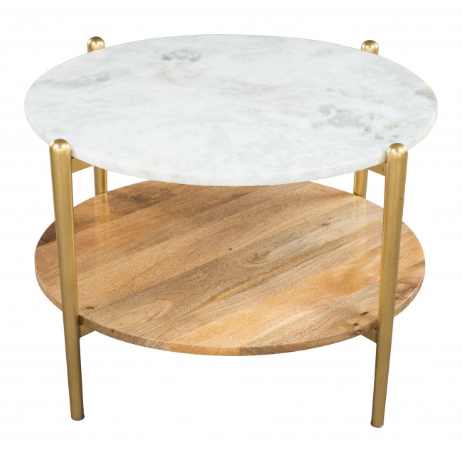 Mina Coffee Marble Table White & Gold