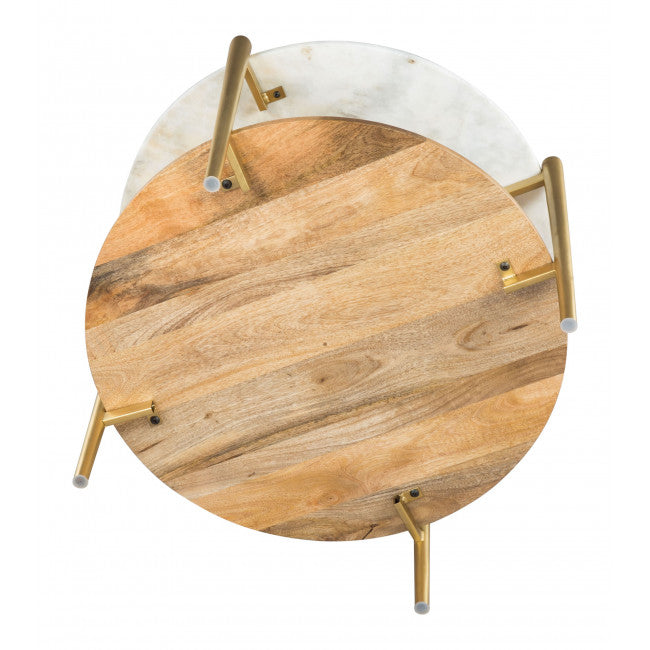 Mina Coffee Marble Table White & Gold