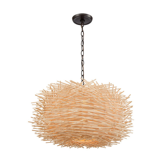 Bamboo Nest 23'' Wide 3-Light Chandelier