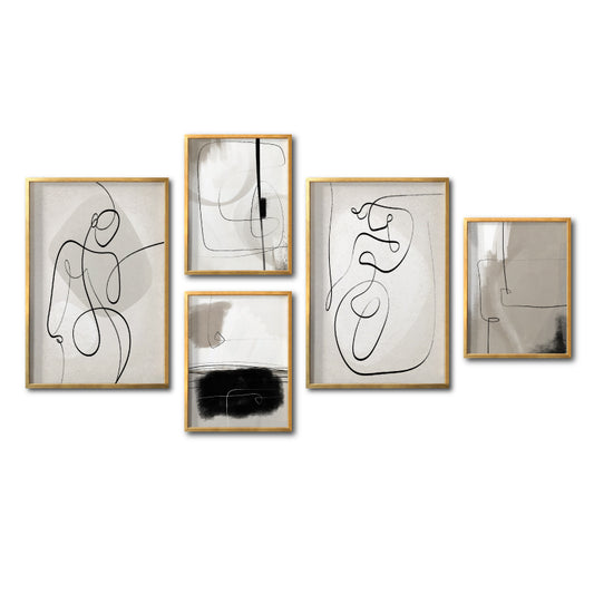 Arte Boho Ednico Tribal Silueta Mujer Dorada