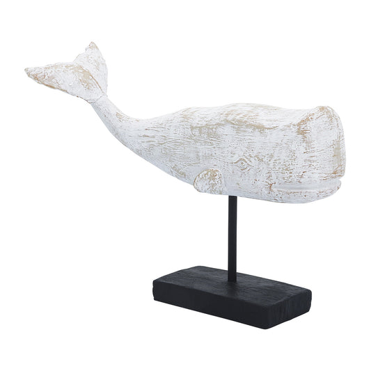 Resin, 8"H Whale On A Stand, White