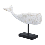 Resin, 8"H Whale On A Stand, White