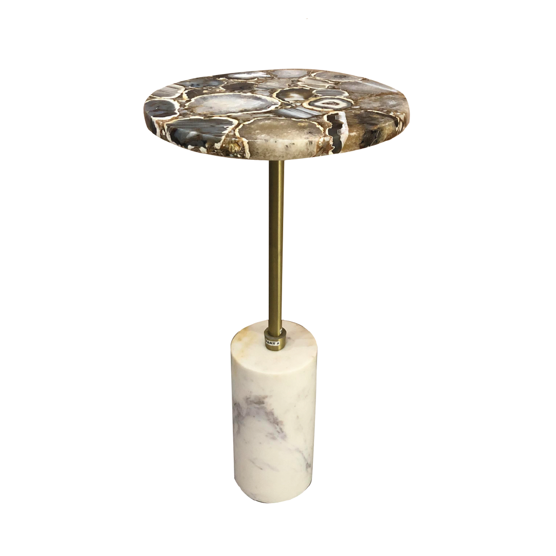 Mesa auxiliar de latón ágata