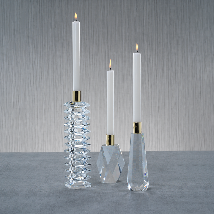 Florence Crystal Candle Holder - Faceted