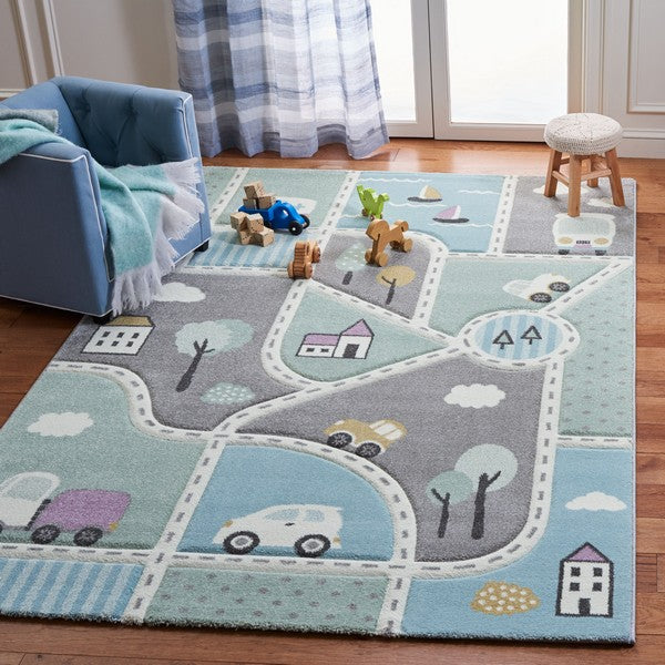 Tapete Carousel Kid Collection Design: Gris/Azul claro CRK193f