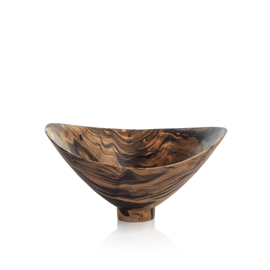 Mango Wood Marbleized Bowl - Footed Butterfly