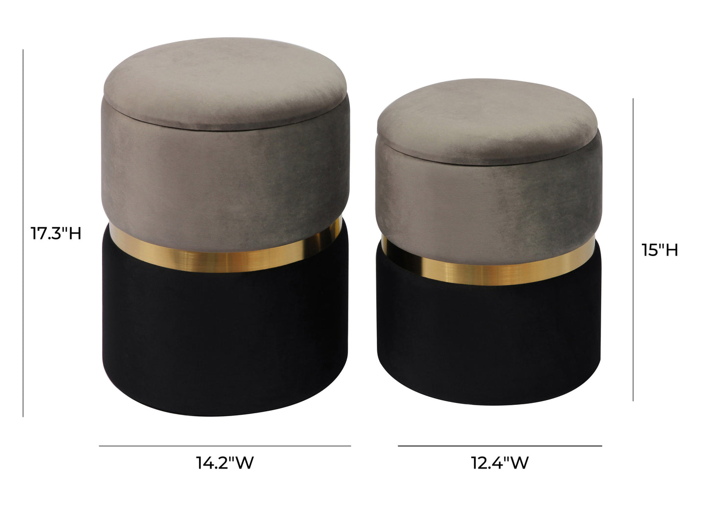 OTTOMANS ALMACENAJE GRIS GIGI - Set 2