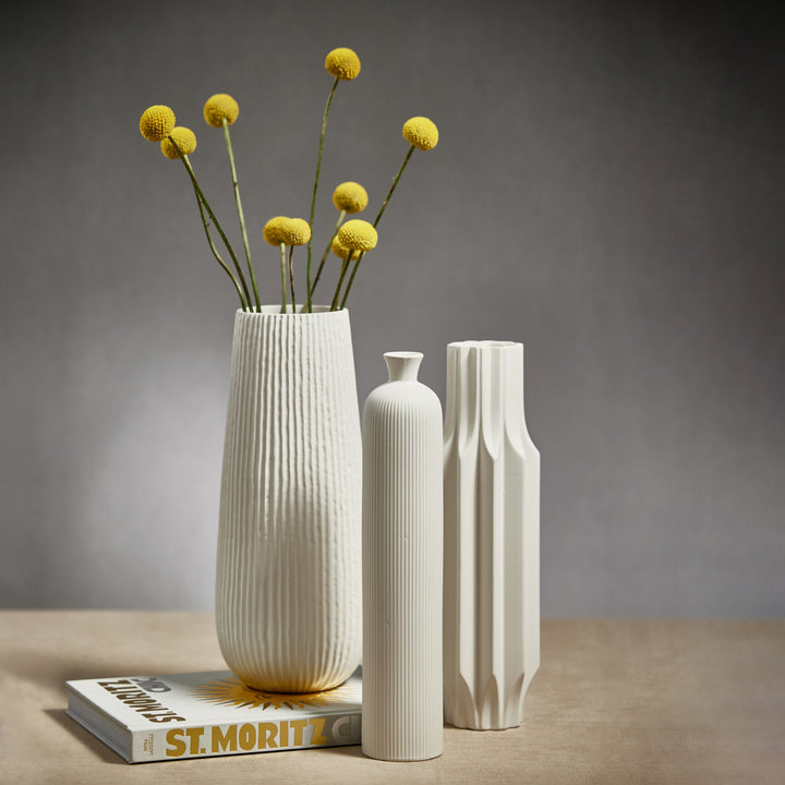 Kanie Tall Ceramic Vase - White