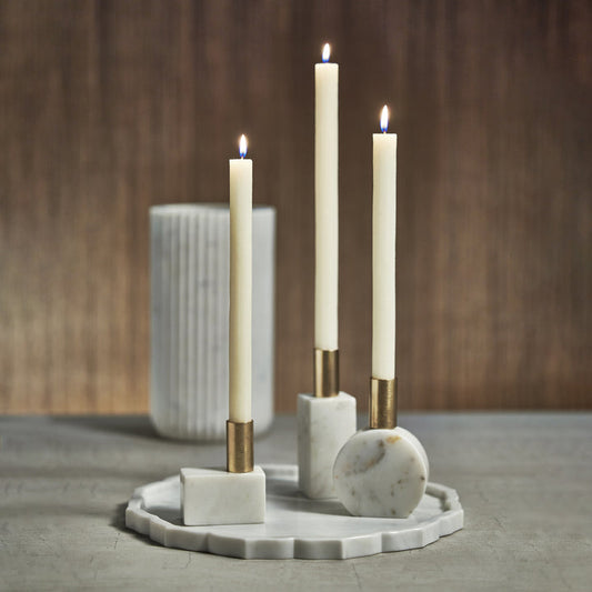 Marikina Marble Candle Holder - White - Horizontal