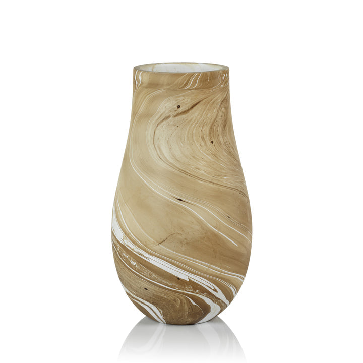 Natural Latte Mango Wood Marbleized Vase - Large