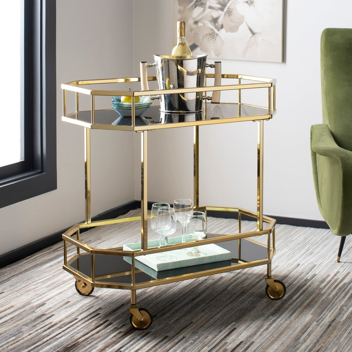Silva 2 Tier Octagon Bar Cart