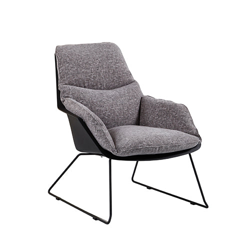 Sillon Ocasional Liam PVC Negro Tela Gris